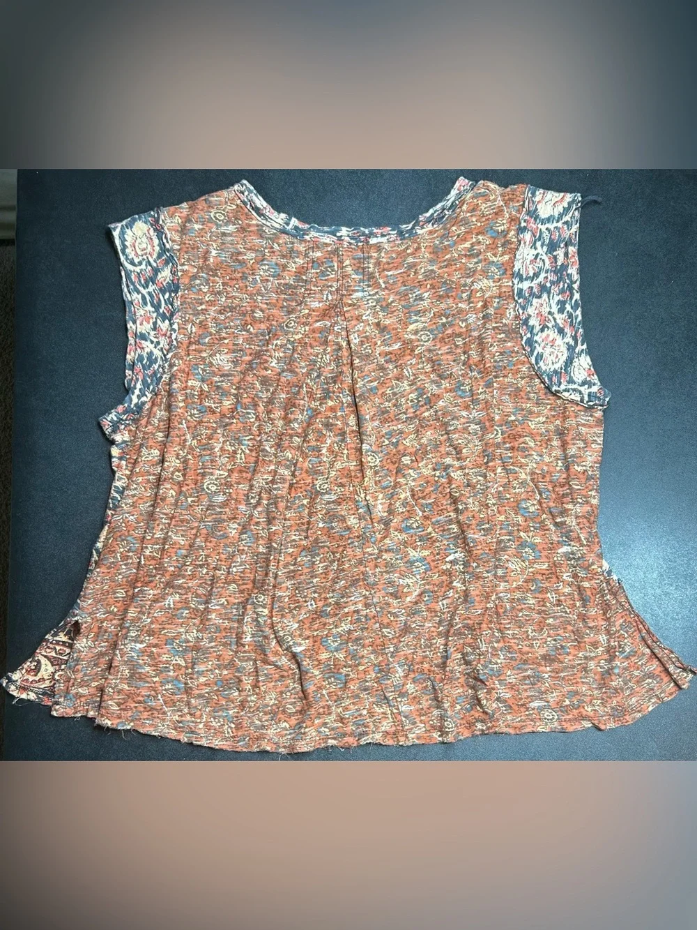 We The Free People Women’s Size S High Tide Rust Floral Paisley Cap Sleeve Top